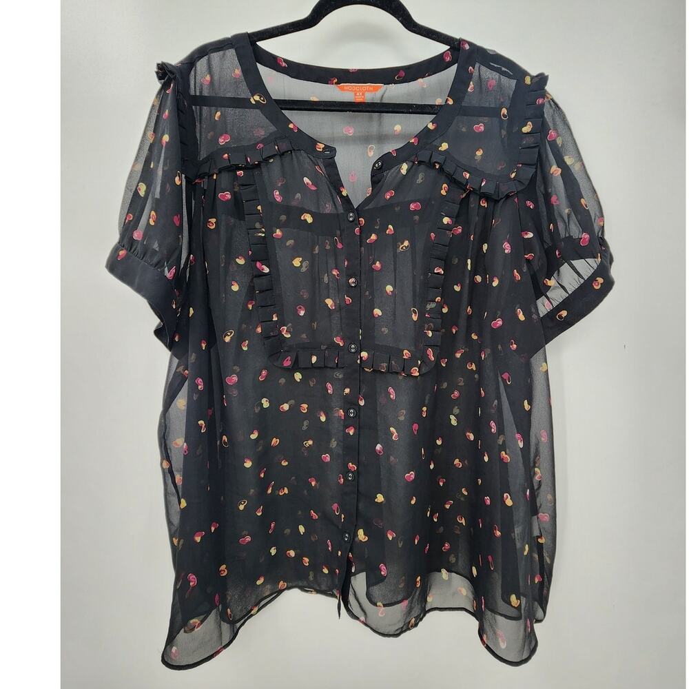 Modcloth Sheer Shortsleeve Black Top Size‎ 4X